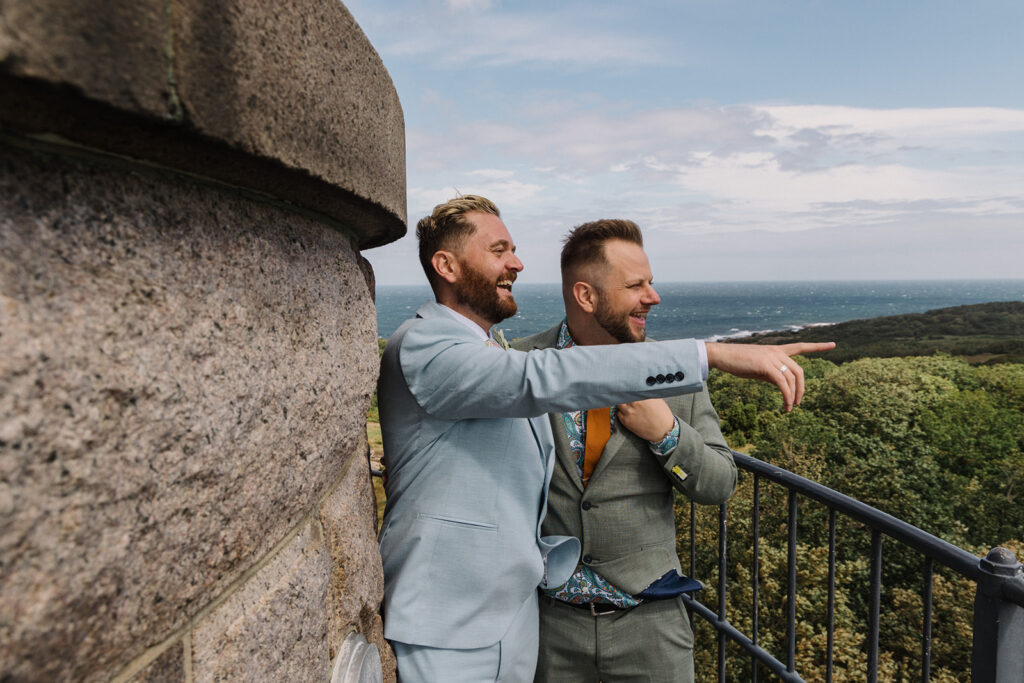 A gay couple get married on the top of lighthouse on Danish island Bornholm